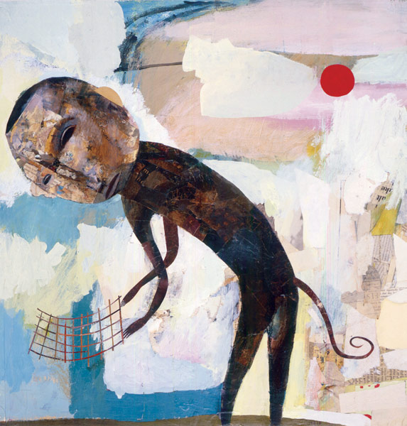 . mixed media on paper, 21 x 22 inches