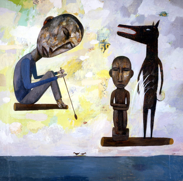 . 2001, mixed media on paper, 47 x 47 inches